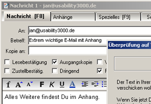 Das E-Mail - Programm mit einer neuen Nachricht